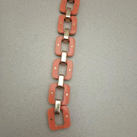 Tortoise Shell with Gold Tone Link Bracelet - Picture 5 of 5